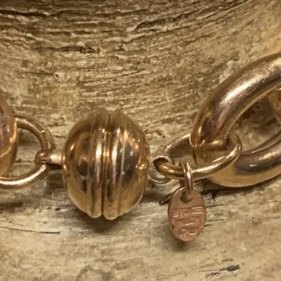 Bronze Milor Italy Linked Rose Gold Bracelet Magnetic Closure 8 Inches - Picture 8 of 10